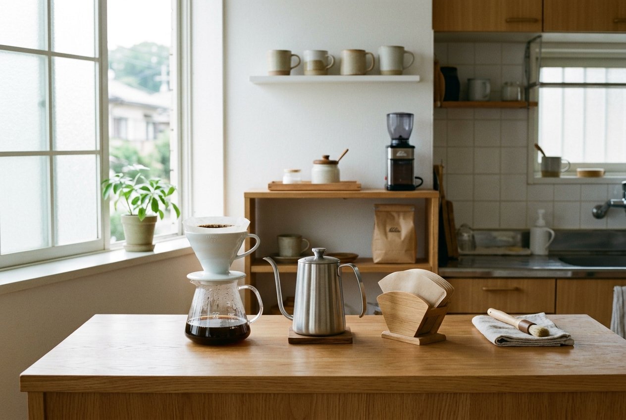 Japanese Coffee Hand-Drip and Slow Morning Setup Guide: Pourover Drippers, Gooseneck Kettles, and Filter Storage