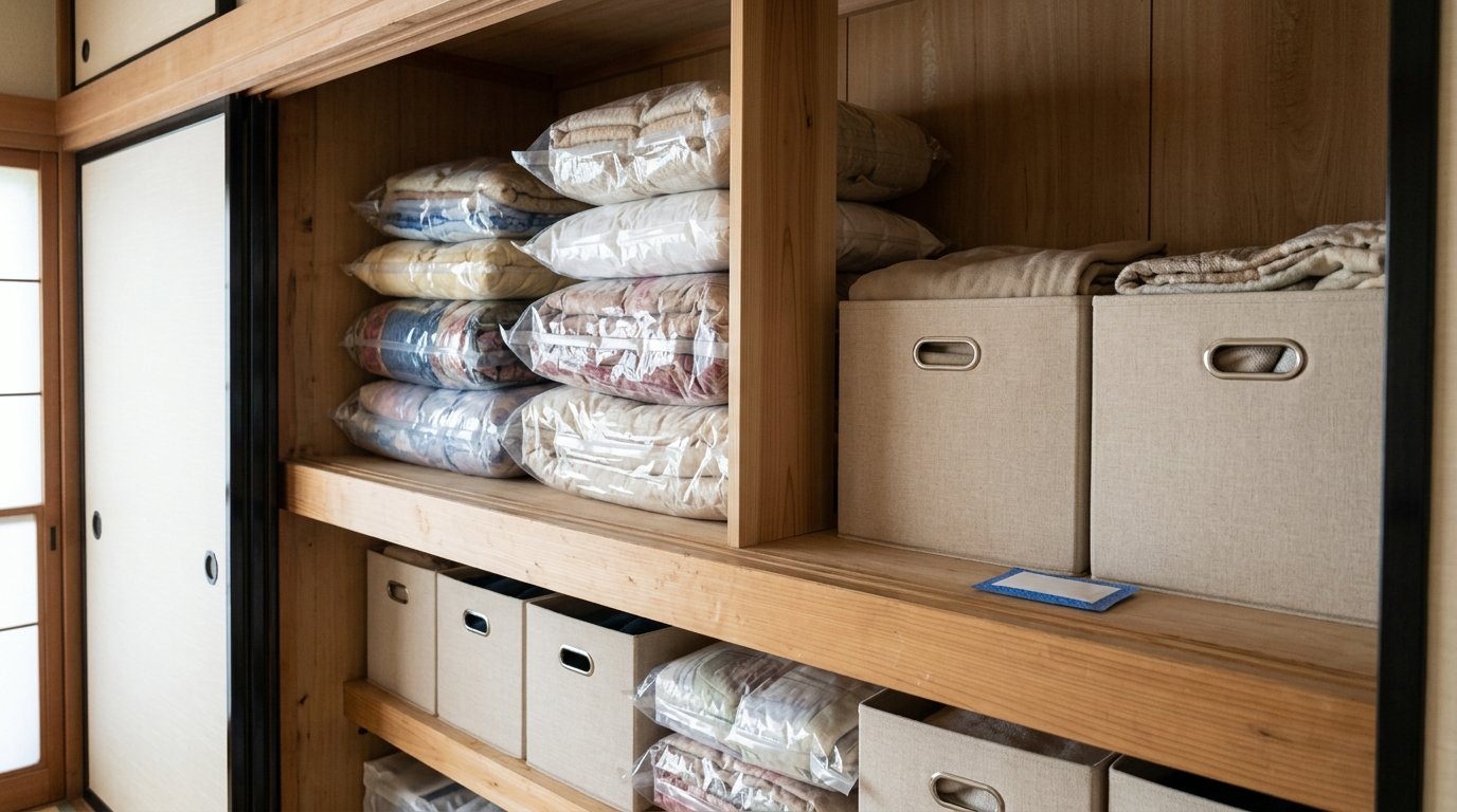 Japanese Seasonal Futon Storage Guide: Compression Bags, Moisture Sheets, and Oshiire Totes